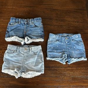 Cat & Jack 3 Pairs Toddler Girl Denim Jean Shorts